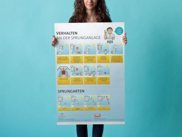 ROIGK Plakat Sprungturm A2 2023 Mockup Ihr Experte für Schwimmsportgeräte und Wasserattraktionen für öffentliche Schwimmbäder