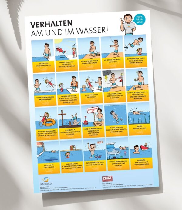 Z# Schwimmbadregeln Schild A3 als Plakat R202301-40