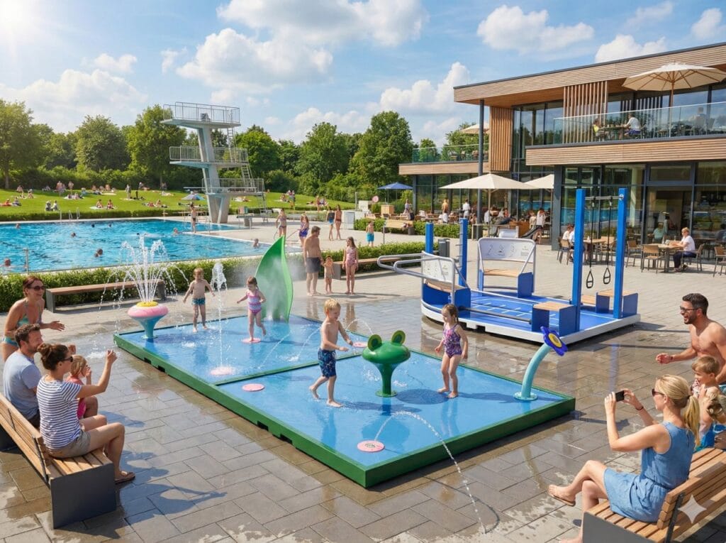 Grosser Froschteich im Freibad Ihr Experte f&uuml;r Schwimmsportger&auml;te und Wasserattraktionen f&uuml;r &ouml;ffentliche Schwimmb&auml;der